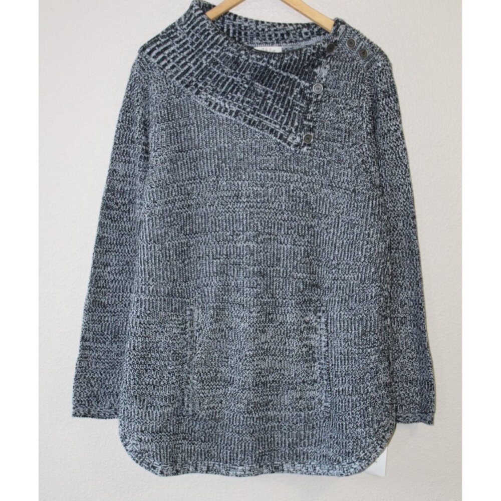 Style & Co Womens Black White Envelope Collar Long Sleeve Sweater 2X NWT